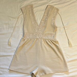Elegant Cream Lace Romper